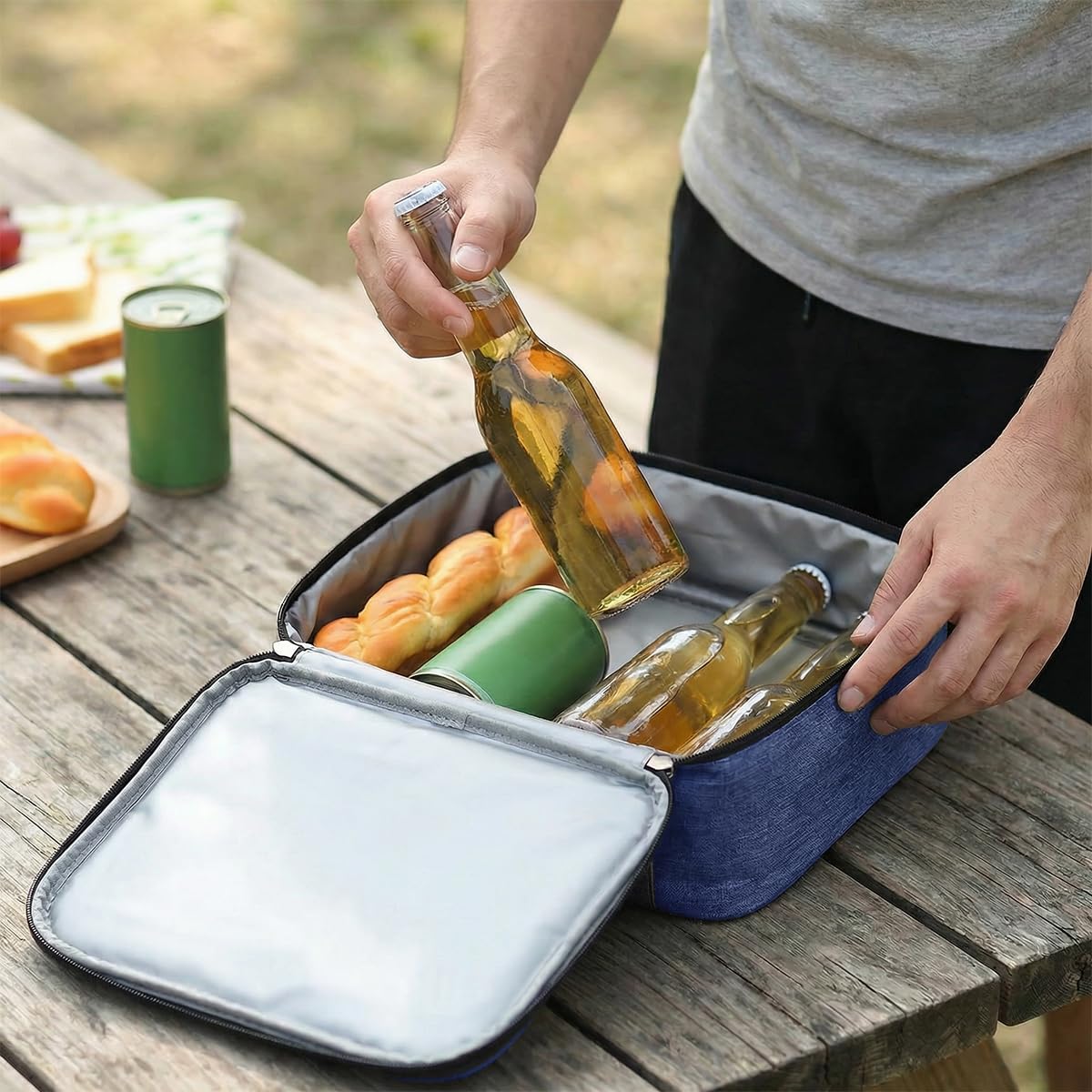 Thermal Lunch Bag 7 L, Insulated Food Cooler Tote, Leakproof Waterproof Lunch Box Carrier for Work, School, Picnic, Commute, Travel, BB-543 (Blue) - image 7