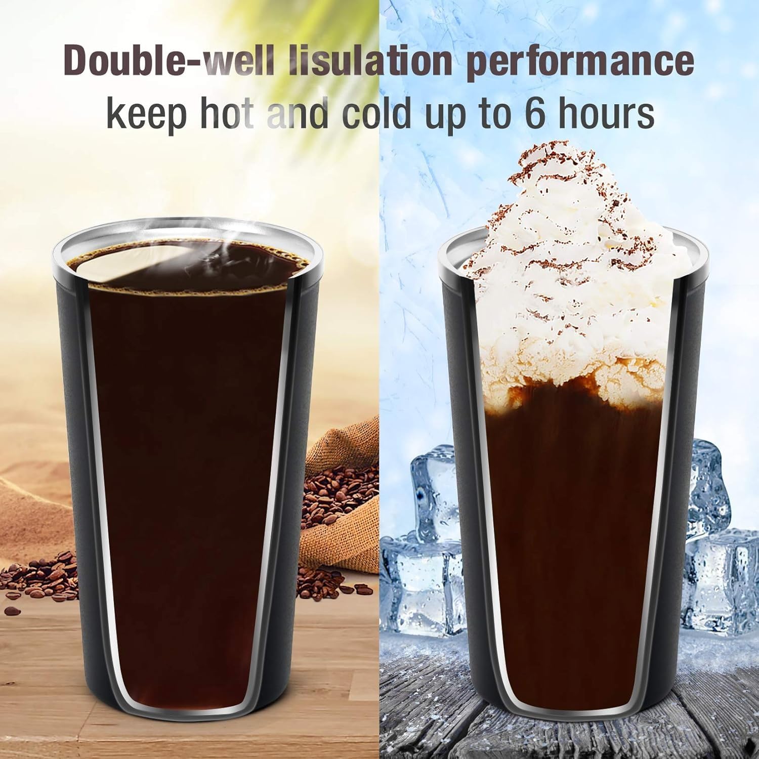 Travel Mug 520ml, Stainless Steel Thermal Coffee Cup with Suction Base and Leak-Resistant Lid for Hot and Cold Drinks, Office, Home and Car, White - image 2