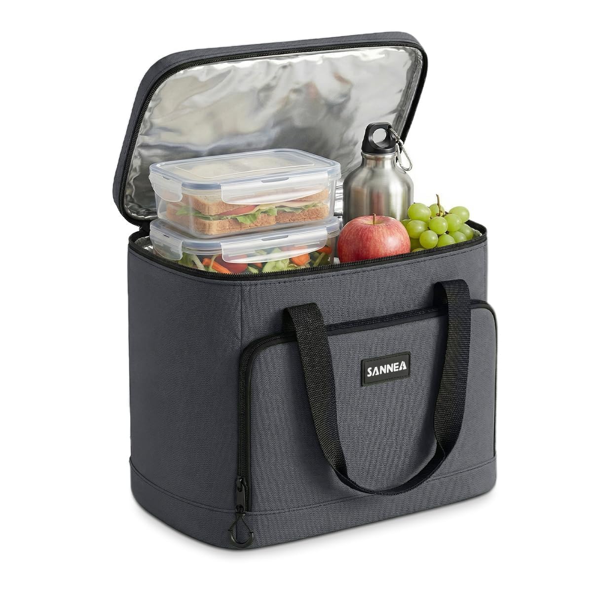 Insulated Lunch Bag 18L, Large Thermal Cooler Tote with Leak-Resistant Lining for Hot and Cold Meals, Reusable Food Bag for Work, School, Picnic and Travel, BB-563 (Grey) - image 1