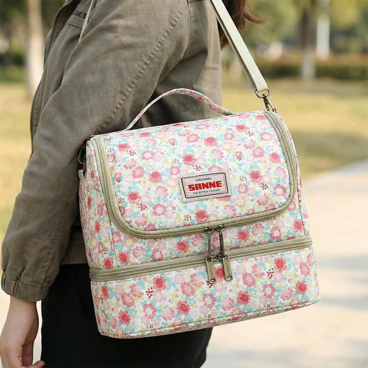 Insulated Lunch Bag 11L, Thermal Cooler Tote with Wide Opening, Water-Resistant and Leak-Resistant Food Storage Bag for Work, School, Travel and Picnic, BB-549 (Pastel Floral) - image 5