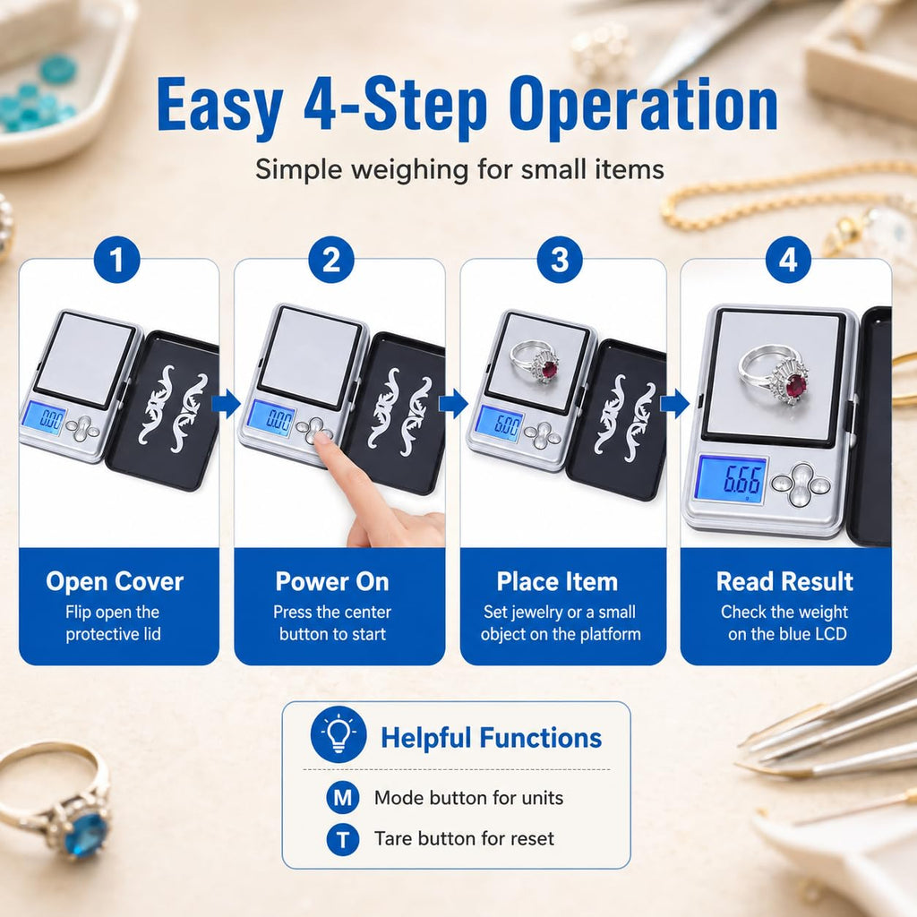 Digital Pocket Scale 200g x 0.01g, Mini Precision Jewelry Scale with LED Display for Gold, Silver, Diamonds, Coins and Small Items, Black and Silver - image 5
