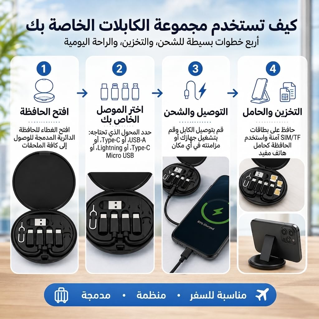 Cable Organizer Box with 60 W Fast Charging Multi Cable Kit USB C Micro USB 8 Pin Adapters for Phone Laptop Power Bank Travel - image 5