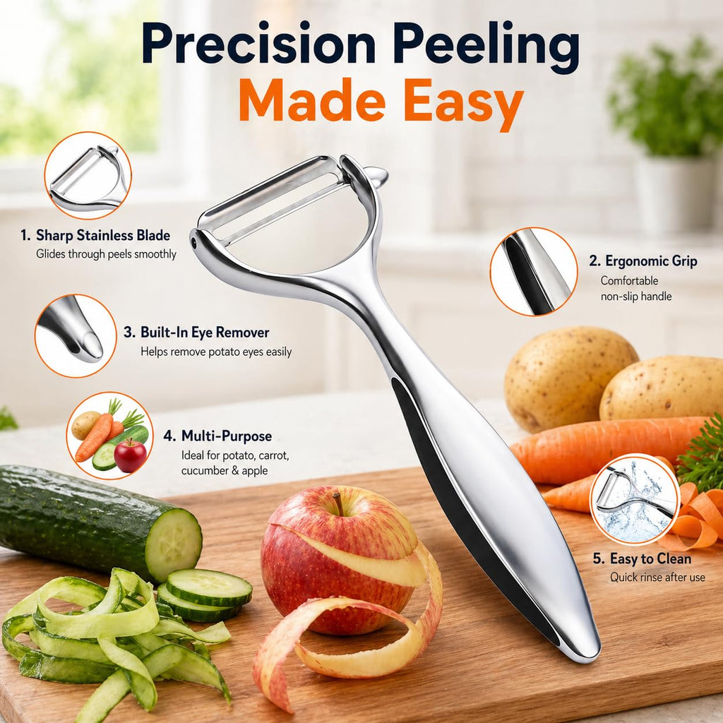 Vegetable Peeler Potato Peelers Fruit Peeler - Premium Stainless Steel Manual Peeler with Sharp Blade for Vegetables & Fruits, Non-Slip Handle, Multi-Functional Peeling Knife for Home use, XE-444 - image 3
