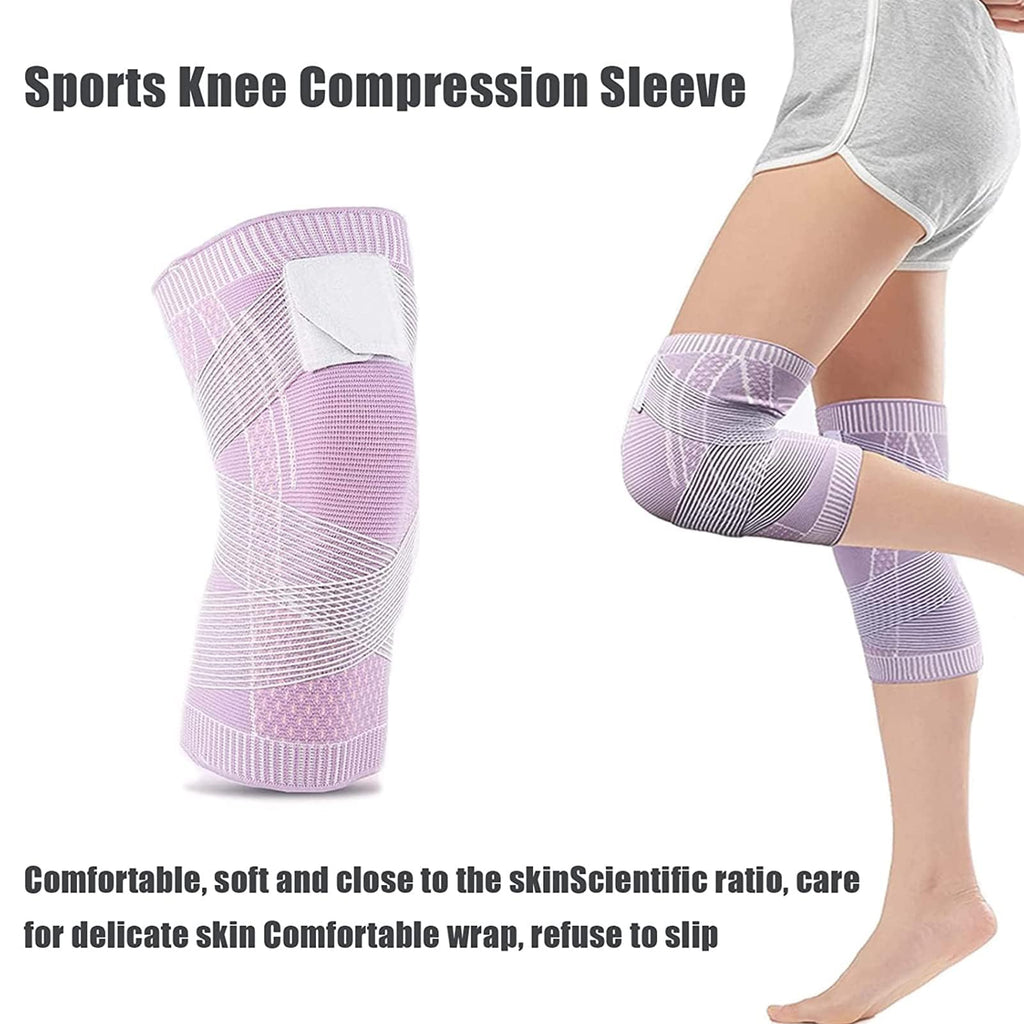 Knee Brace Compression Sleeve with Adjustable Strap, Breathable 3D Knit Elastic Knee Support for Men and Women, Running Gym Sports (Knee NO:7845) - image 3