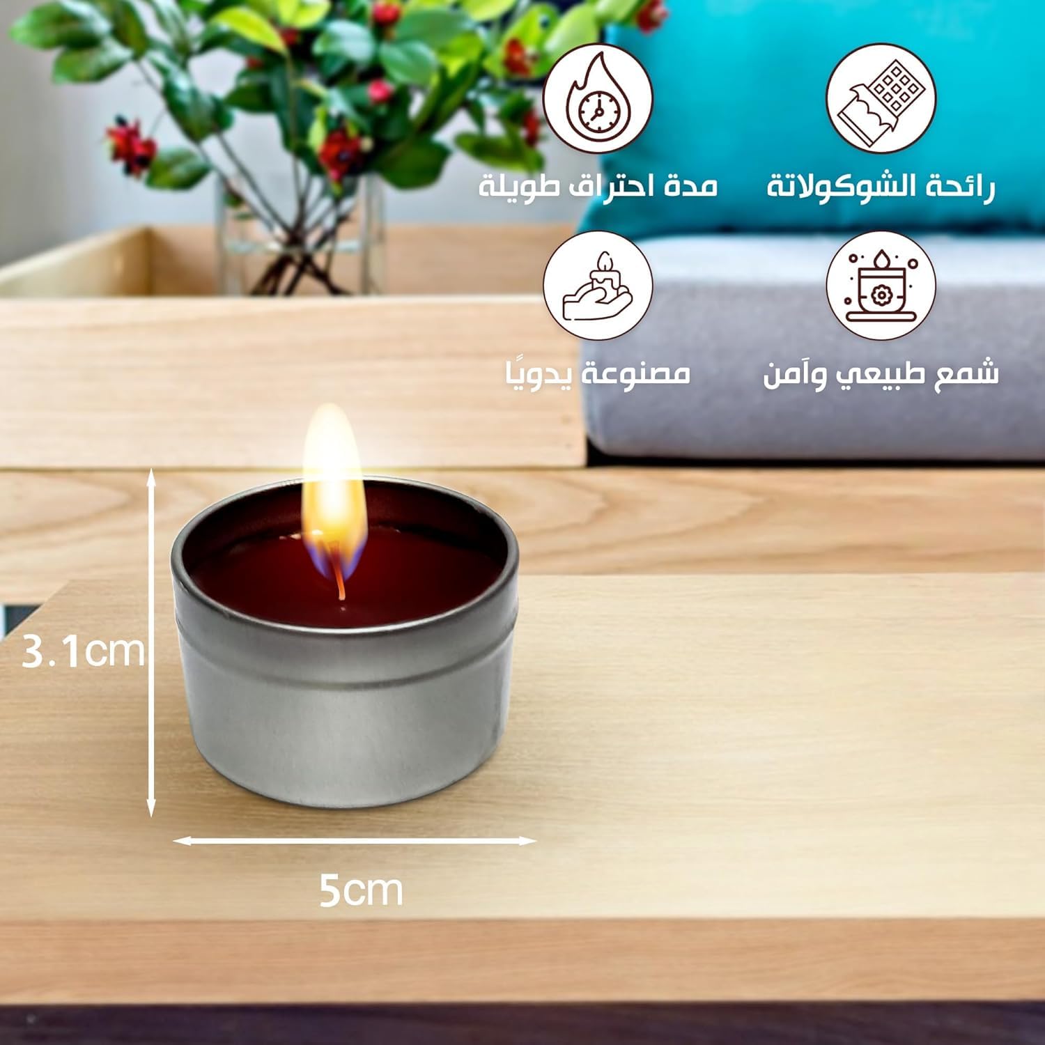 Scented Candle – Soy Wax Aromatherapy Tin with Lid, Long Lasting Home Fragrance for Bedroom, Bath, Spa, Yoga, Travel Gift for Women (Chocolate) - image 2