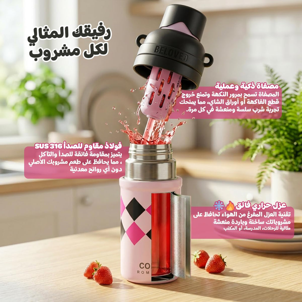 Water Bottle 500ml, 18/8 Stainless Steel Double-Wall Vacuum Insulated Flask with Leak-Resistant Lid, BPA-Free for Hot and Cold Drinks, Gym, Travel, Office, F-1545 (Pink) - image 5