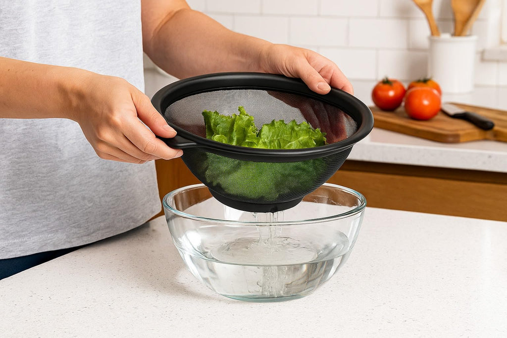 Colander, 22 cm Stainless Steel Wire Mesh Strainer Basket with Tall Rim, Heavy-Duty Kitchen Drainer for Washing and Rinsing Vegetables and Fruit - image 4
