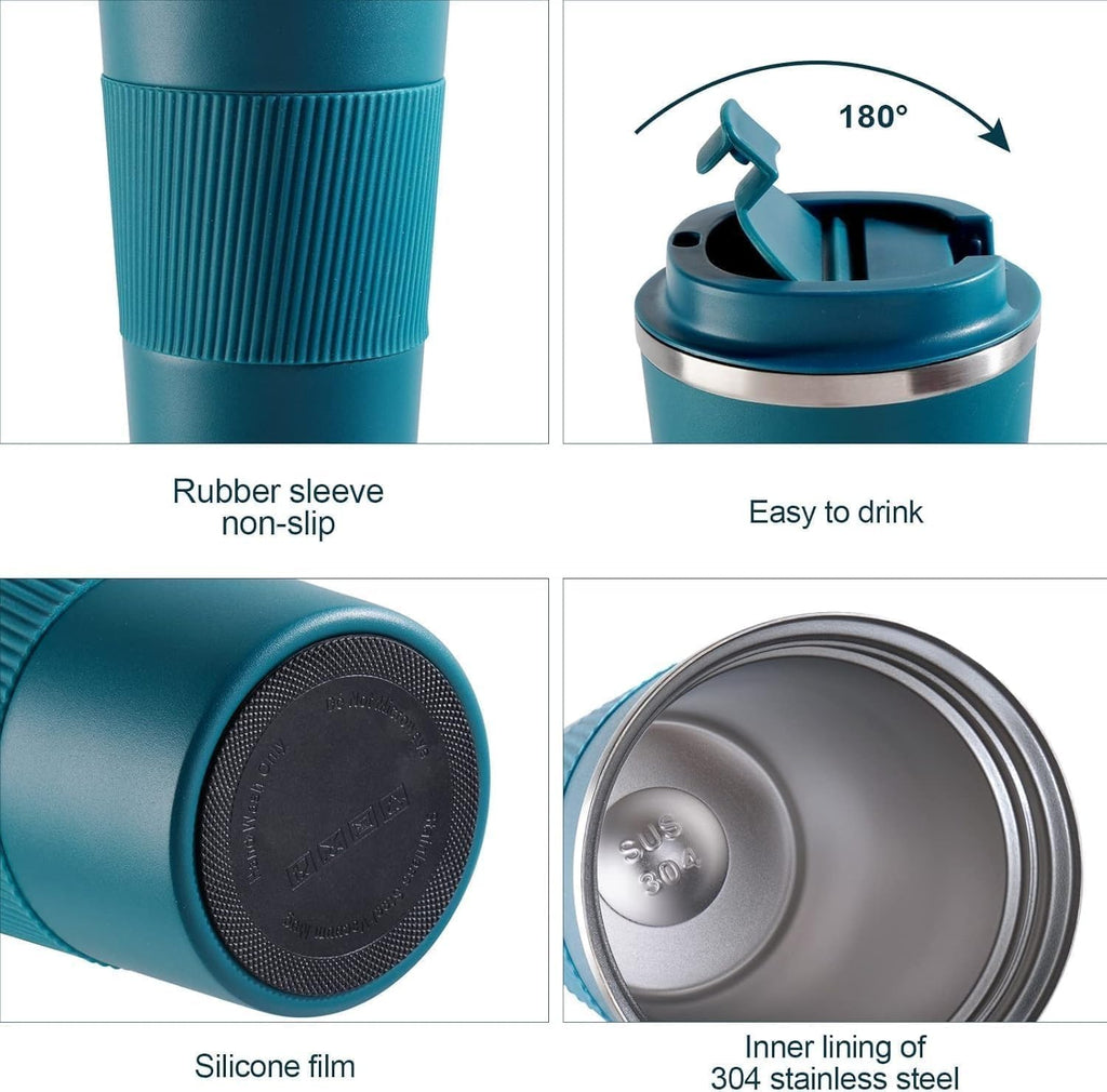 hanso Coffee Cup Stainless Steel Vacuum Mug Keeps Drinks Hot & Cold thermal coffee mug double wall BPA-Free, Travel Mug -, Leak-proof Lid, 380ml (Red) - image 3