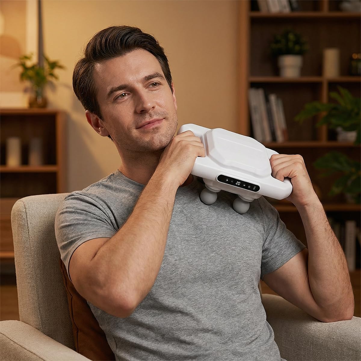 Massage Gun with 6 Heads, 12W Handheld Body Massager with 20 Speed Levels, 6 Modes, LCD Display and Low-Noise Operation for Back, Neck, Shoulders, Arms and Legs, JBY-328 (White) - image 7