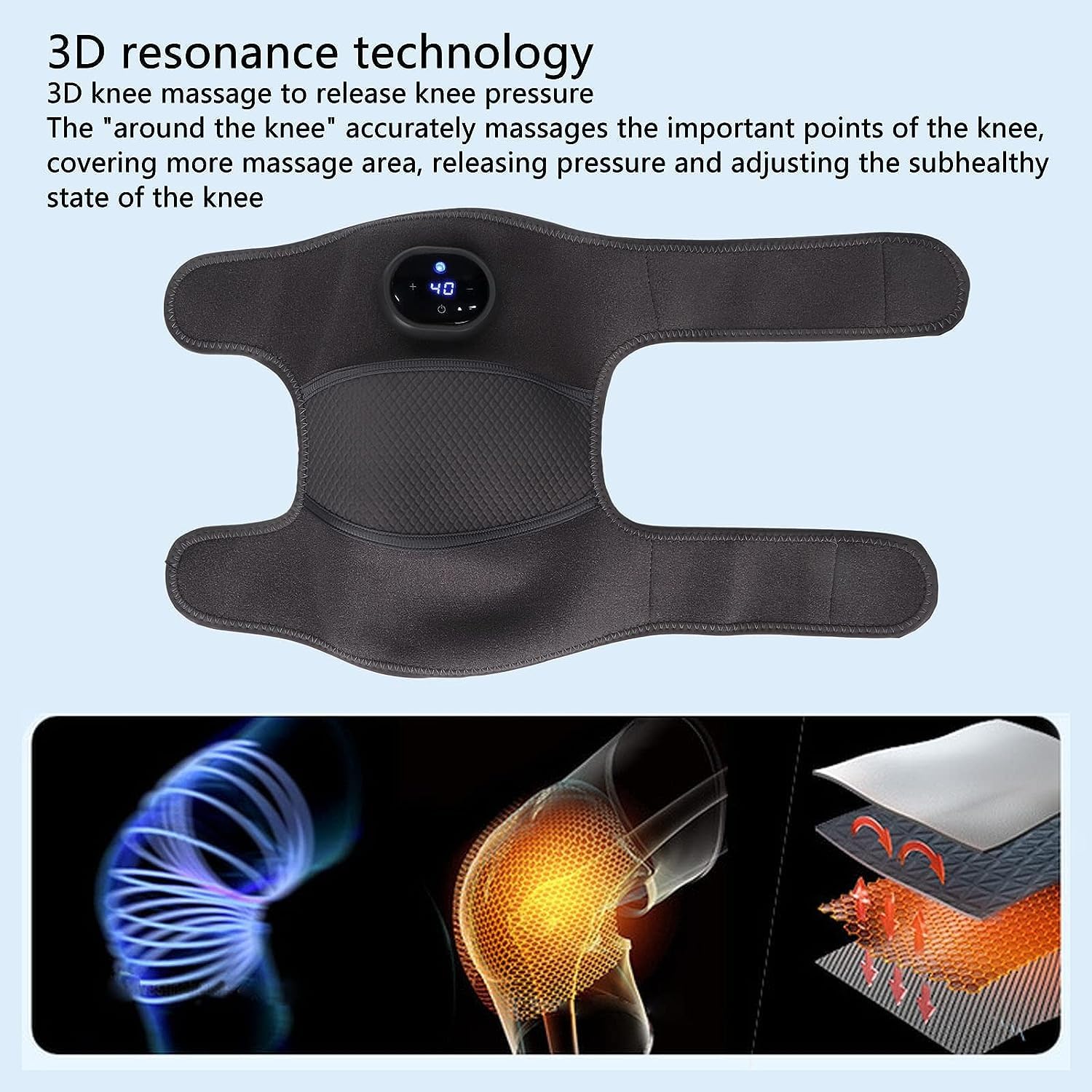 Knee Massager Heated Brace with 3 Vibration Modes and 5 Heat Levels Adjustable Strap Rechargeable Portable for Knee Shoulder Leg Daily Relaxation Home - image 3
