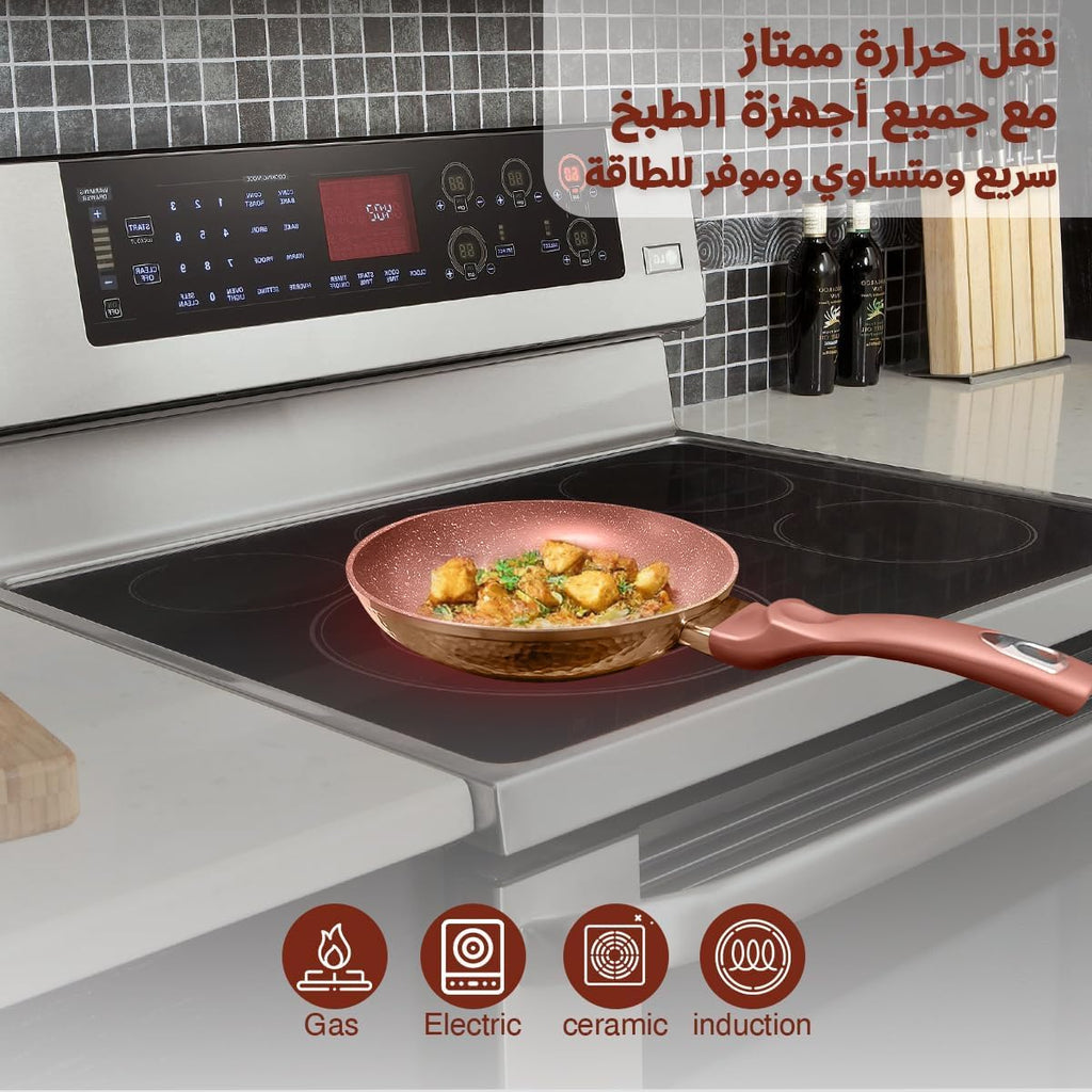 Frying Pan Set Non Stick Granite Cookware, PFOA BPA Lead Cadmium Free, Soft Touch Handles, Gas Stove Compatible, Easy Clean (22 CM) - image 5