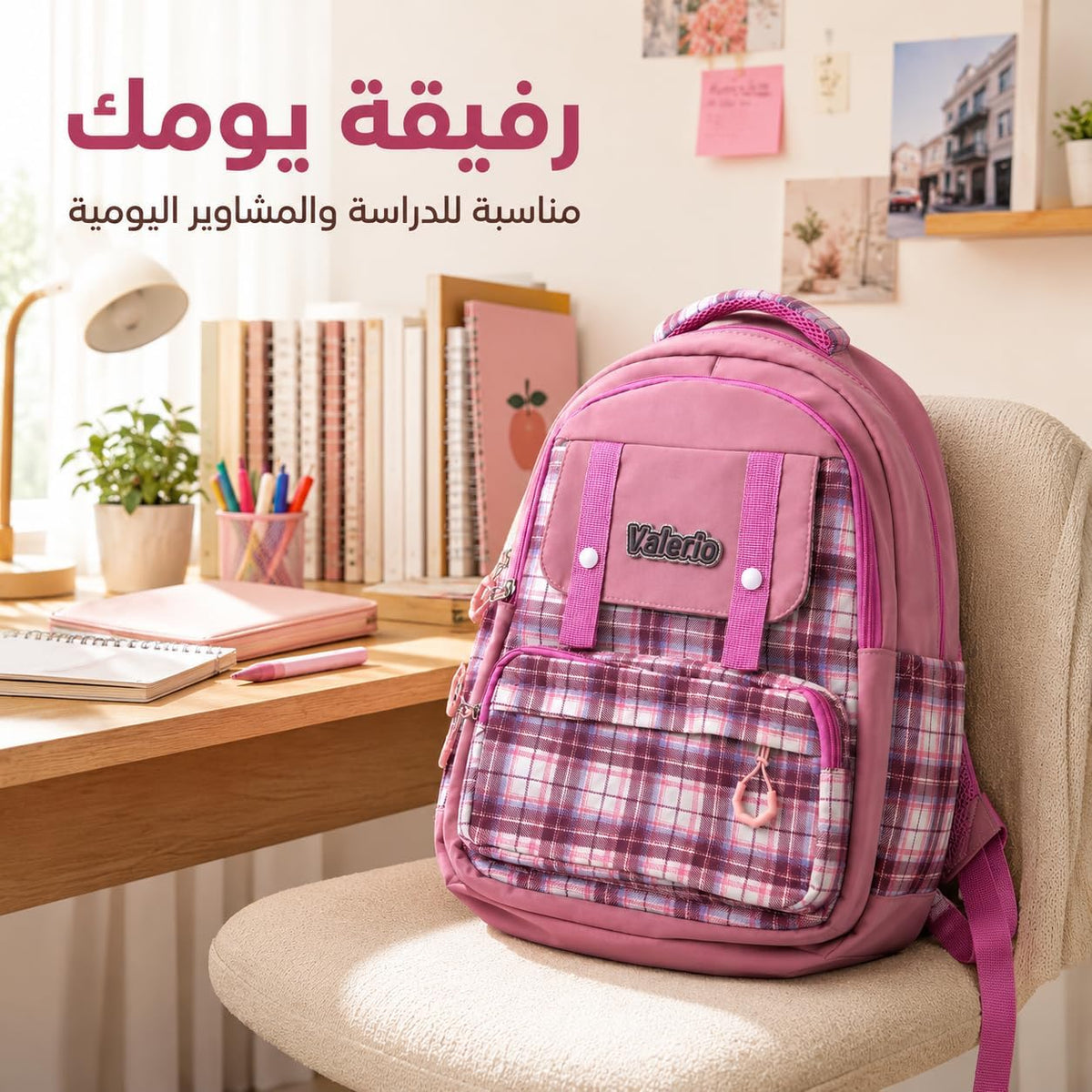School Backpack for Nursery and Travel, Multi-Pocket Student Bookbag with Multiple Compartments, Front Pockets and Practical Everyday Size, Plaid - image 7