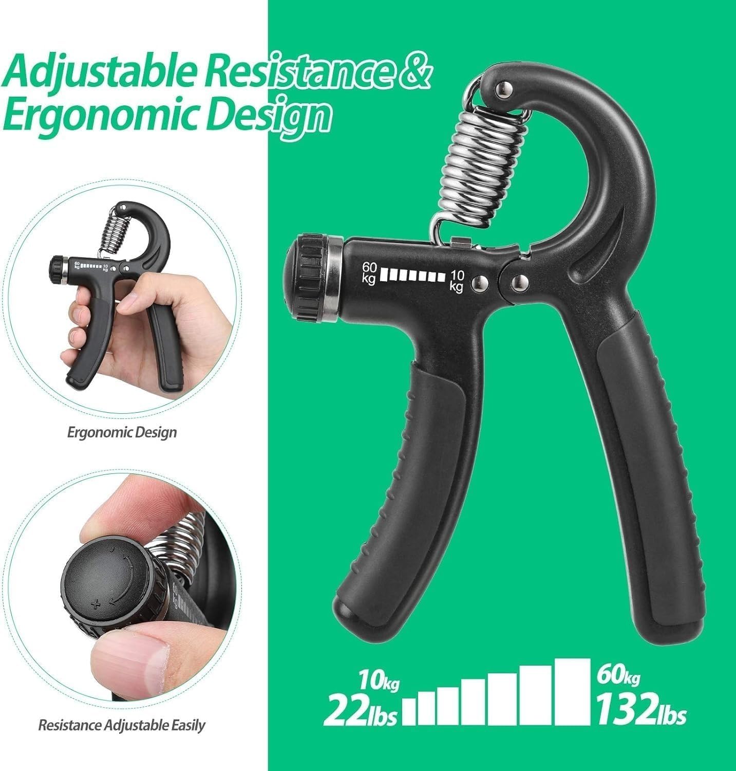 Hand Grip Strengthener, Adjustable Resistance Grip Trainer for Forearm, Wrist and Finger Exercise, Portable Hand Exerciser for Men and Women, Black - image 2