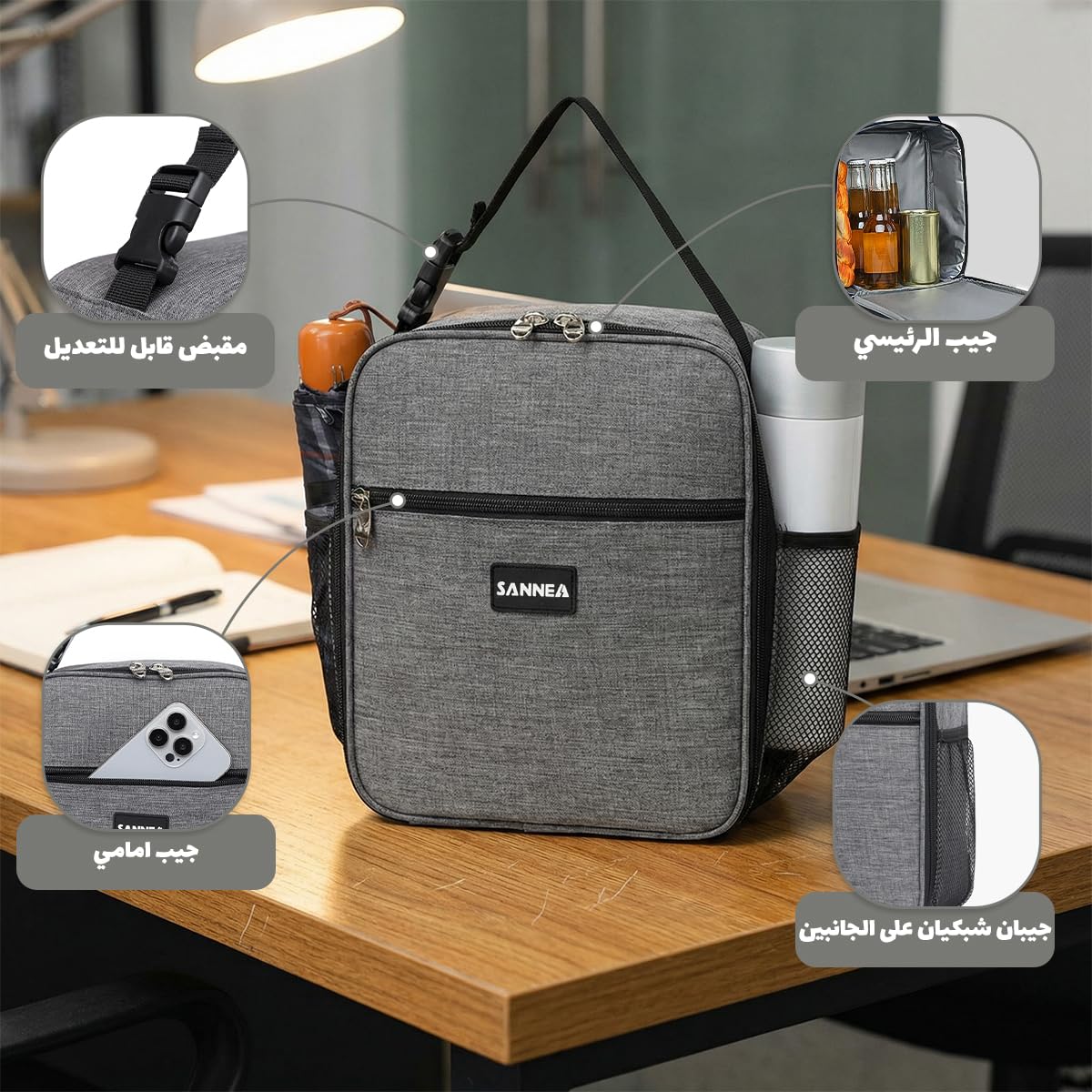 Insulated Lunch Bag 7L, Thermal Cooler Tote with Leak-Resistant Lining for Hot and Cold Food, Reusable Meal Carrier for Work, School, Picnic, Commute and Travel, BB-543 (Grey) - image 3