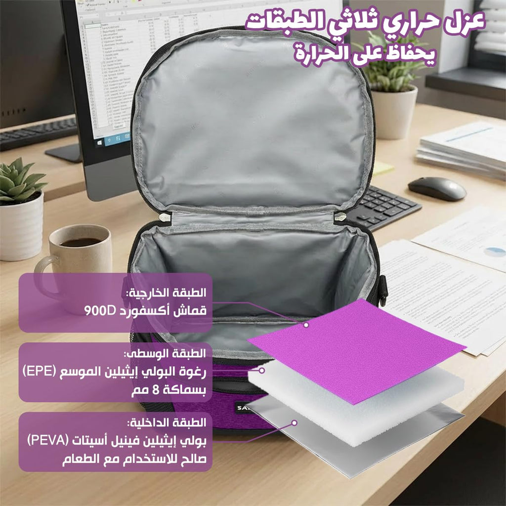 Lunch Bag Thermal Insulated Bag Food Cooler 9 L Waterproof Leakproof Lunch Box Tote for Hot and Cold Meals Work School Picnic Travel, BB-521 (Purple) - image 4