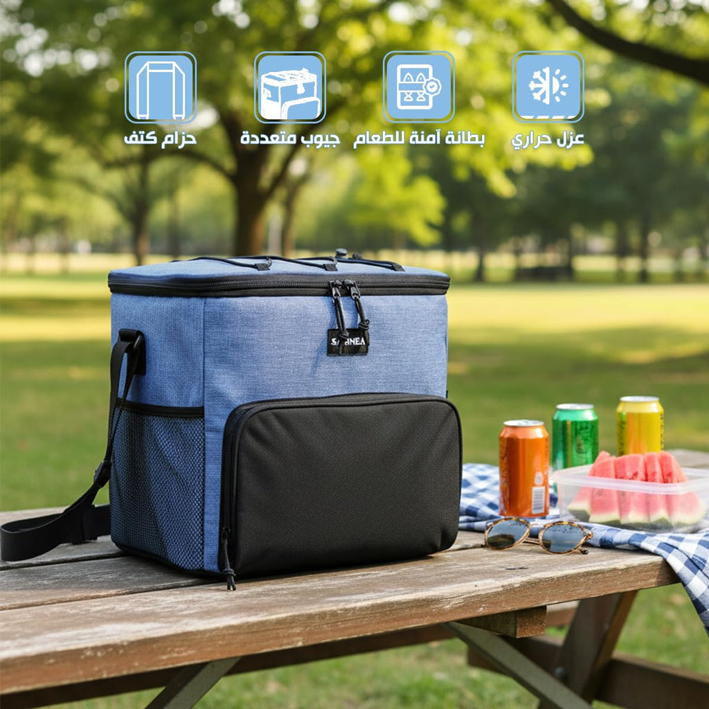 Insulated Lunch Bag Large Capacity Thermal Cooler Bag Double Lined Waterproof Food Carrier With Adjustable Shoulder Strap For Work School Travel Picnic Hot Cold Storage, BB-514 (Blue, 15 L) - image 2