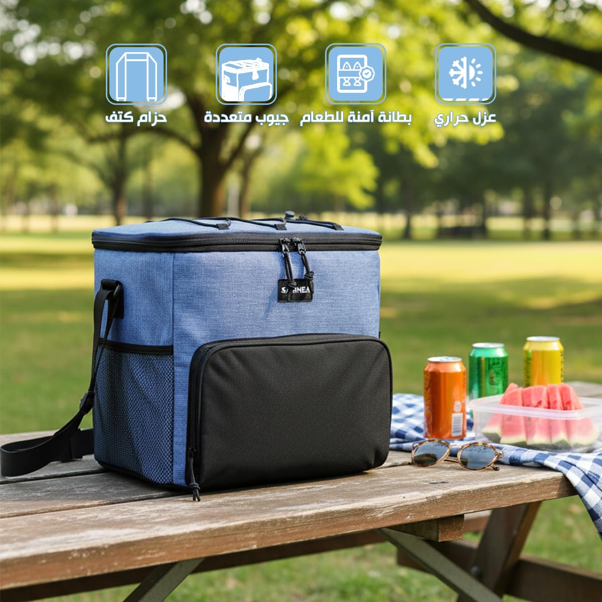 Insulated Lunch Bag Large Capacity Thermal Cooler Bag Double Lined Waterproof Food Carrier With Adjustable Shoulder Strap For Work School Travel Picnic Hot Cold Storage, BB-514 (Blue, 15 L) - image 2