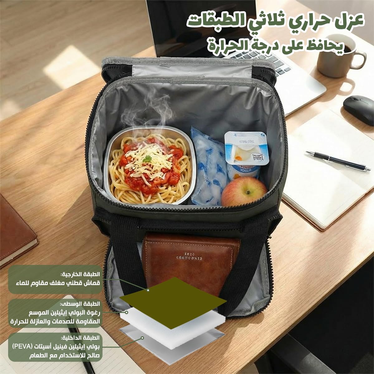 Insulated Lunch Bag 7L Thermal Lunch Box Tote, Waterproof Leakproof Food Storage Cooler Bag for Hot Cold Meals Work School Travel Picnic, BB-561 (Green) - image 4