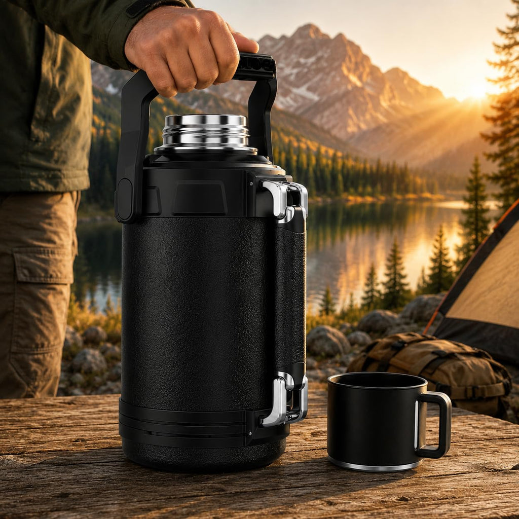 Water Bottle 3L, 316 Stainless Steel Vacuum Insulated Large Flask with Leakproof Lid, 24-Hour Cold Retention for Hot and Cold Drinks, Camping, Office and Home, F-1523, Black - image 7