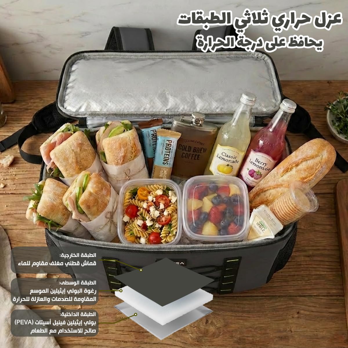 Insulated Lunch Bag 22L Thermal Lunch Box Cooler Tote, Waterproof Leakproof Large Food Storage Bag for Work School Picnic Travel, BB-567 - image 4