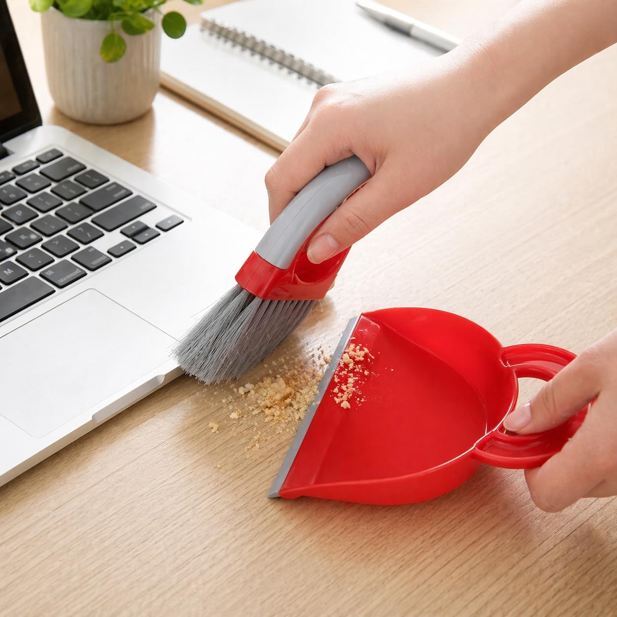 Mini Dustpan and Brush Set, Handheld Table Sweeper with Compact ABS Cleaning Broom for Desk, Keyboard, Sofa, Car Seats, Countertops and Small Spaces, Red - image 7