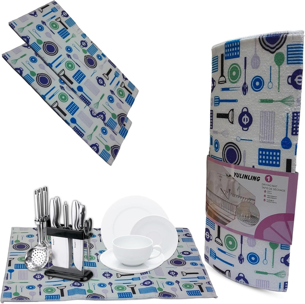 Microfiber Cleaning Cloth, Super Absorbent Quick-Dry Reusable Kitchen Towel for Glass, Car, Countertops, Dishes and Home Cleaning, Blue - image 1