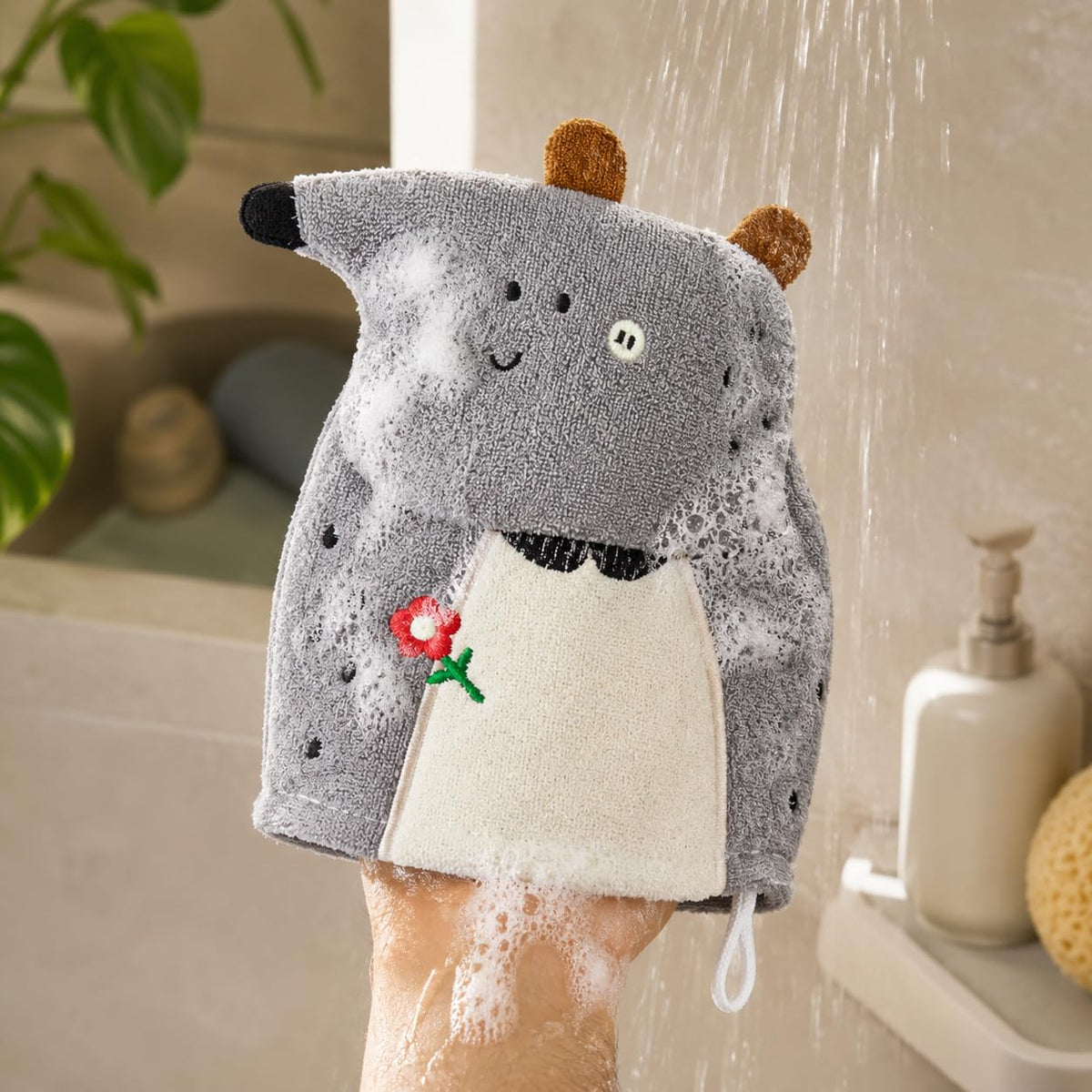 Exfoliating Glove, Loofah Shower Bath Mitt with Hanging Loop, Quick-Dry Soft Body Scrubber Wash Cloth for Men and Women, Gym, Travel and Home, B-628-C - image 7
