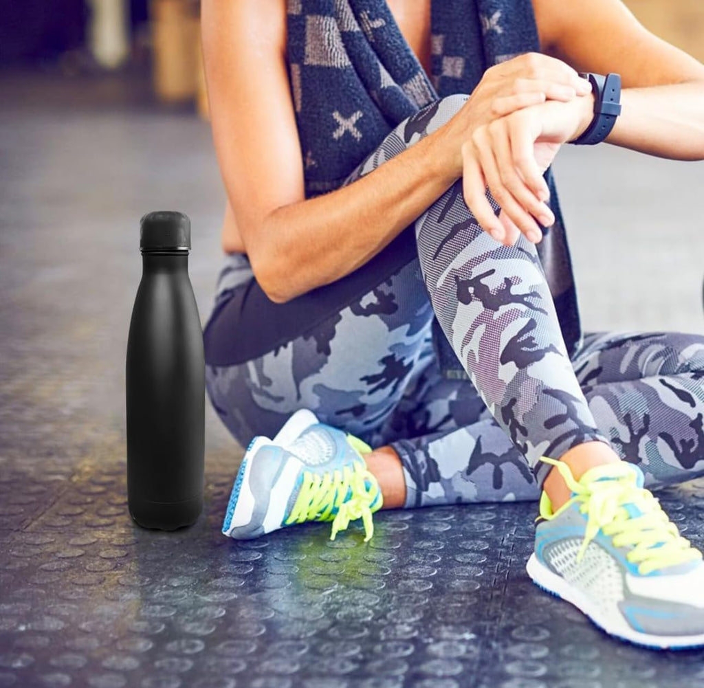 Stainless Steel Water Bottle 500ml, Double-Wall Vacuum Insulated 18/8 Flask with Leak-Resistant Lid, BPA-Free Travel Bottle for Hot and Cold Drinks, Black - image 8