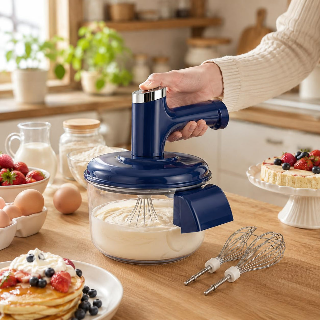 Vegetable Peeler and Egg Beater 2 in 1, 5-Blade Fruit and Potato Peeling Tool with Removable Whisk Attachment for Eggs, Batter Mixing and Food Preparation, T-1280 (Blue) - image 7