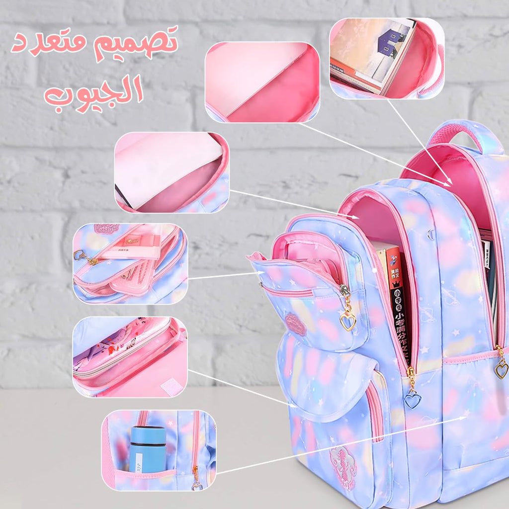 School Backpack for Girls, Lightweight Large Capacity Kids Bag, Stylish Daypack for Travel and Picnic, Back to School (Blue) - image 3