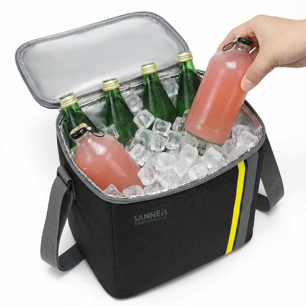Insulated Lunch Bag 16L, Large Thermal Cooler Tote with Leak-Resistant Lining and Water-Resistant Design for Work, School, Picnic, Beach and Travel, BB-570, (Black Yellow) - image 1