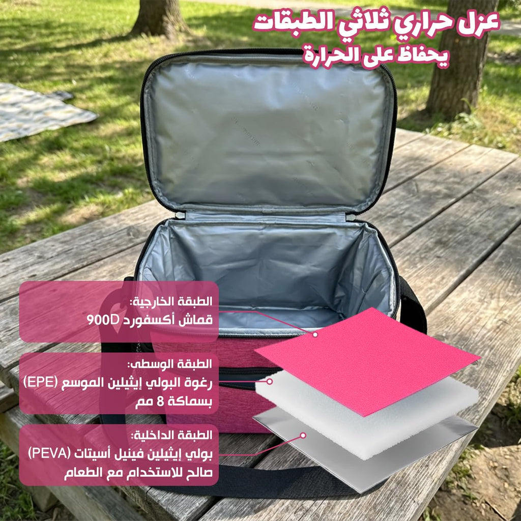Insulated Lunch Bag 9L, Thermal Cooler Tote with Water-Resistant Design and Leak-Resistant Lining for Hot and Cold Meals, Work, School, Picnic and Travel, BB-520 (Pink) - image 4