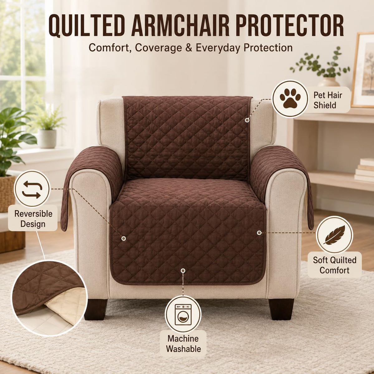 Chair Cover Non-Slip Furniture Protector Washable Slipcover for Pets, SB-280 - image 2