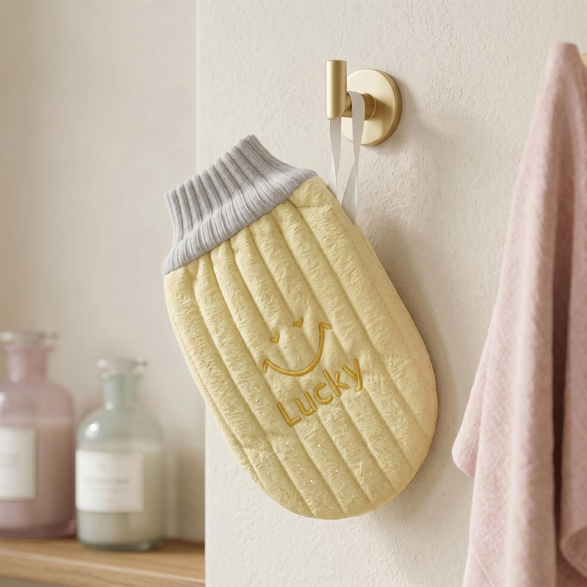 Body Loofah Shower Mitt, lightweight, for Gym Travel Work Home Bathroom, Yellow - image 7