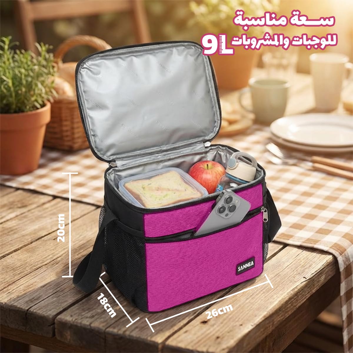 Lunch Bag Insulated Food Cooler Bag 9 L Waterproof Leakproof Lunch Box Tote for Hot and Cold Meals Work School Picnic Storage Bag, BB-520 (Pink) - image 3