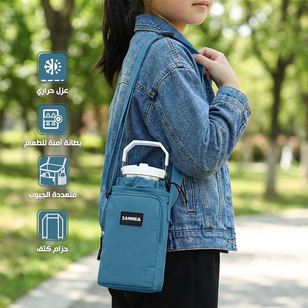 Insulated Lunch Bag 1L Thermal Food Cooler Tote, Waterproof Leakproof Small Lunch Box Bag for Work School Office Travel Picnic, BB-533 (Blue) - image 2