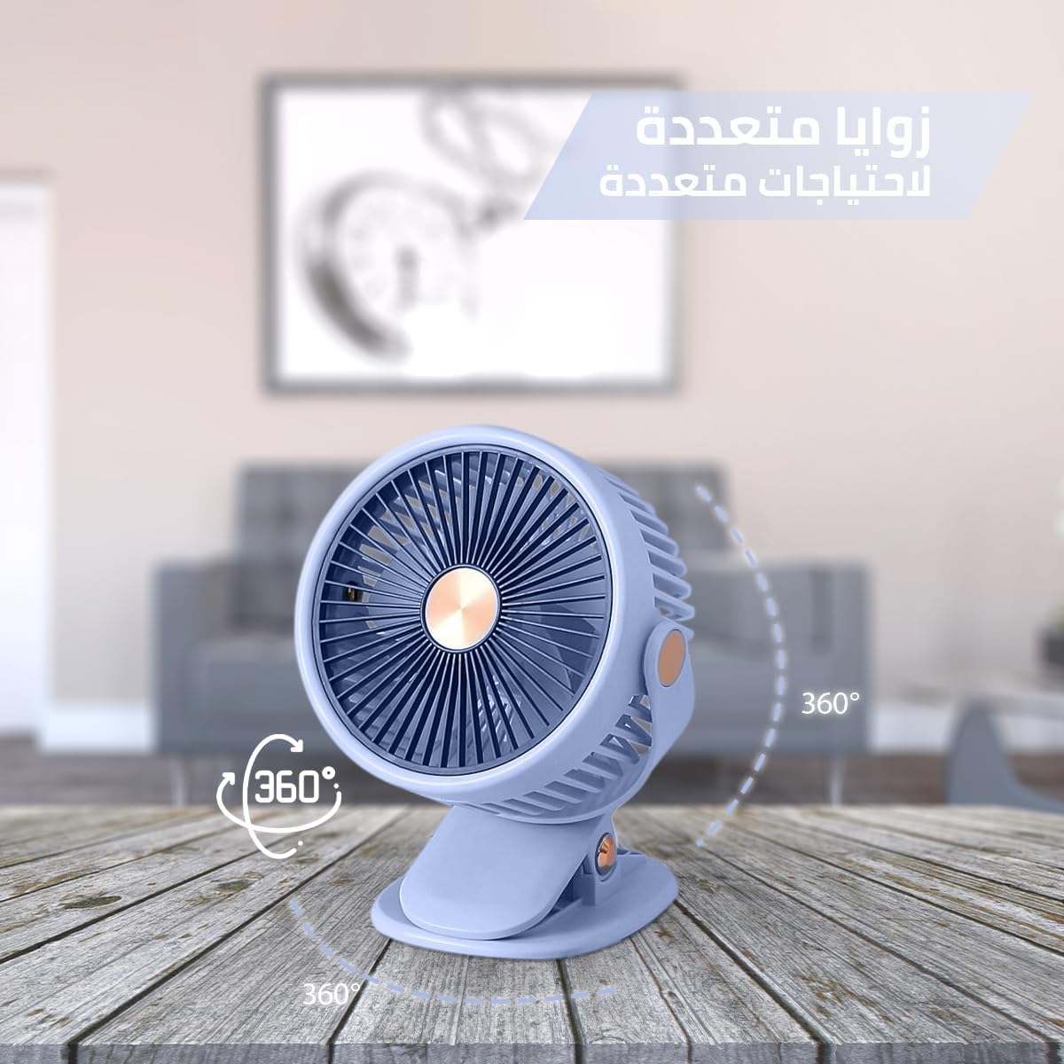 Mini Fan, USB Handheld and Desk Fan with 3 Speeds, 5W Portable Personal Cooling Fan with Stand for Home, Office, Study and Travel, ZB125 (Blue) - image 5