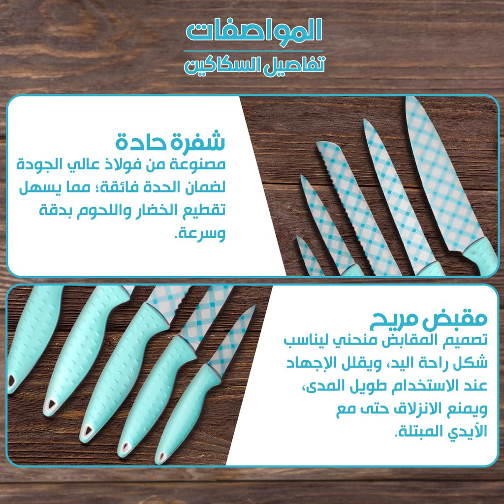 Knife Set, stainless steel, ergonomic, for Work Home Kitchen, Blue - image 3
