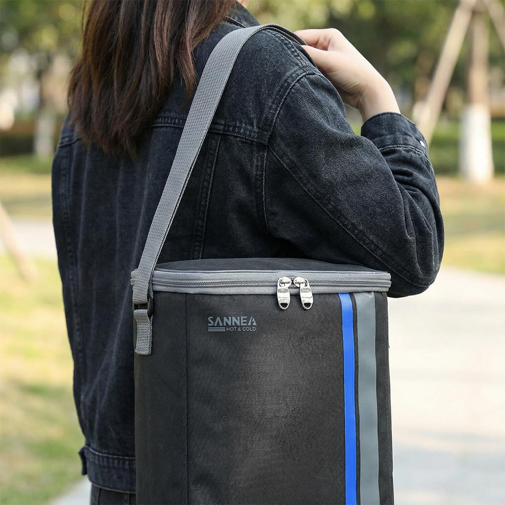 Insulated Lunch Bag 8L, Thermal Cooler Tote with Water-Resistant Exterior and Leak-Resistant Lining, Adjustable Shoulder Strap for Work, School, Picnic and Travel, BB-569 (Black/Blue) - image 5