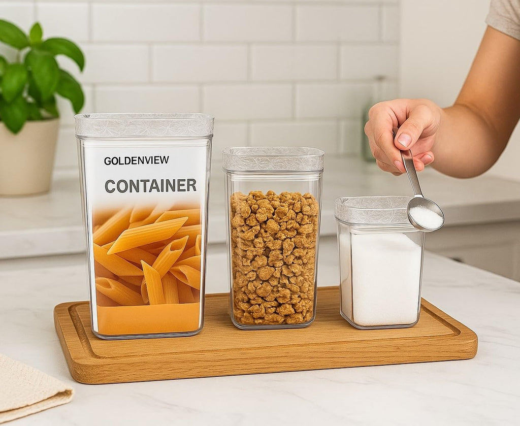 Food Storage Containers with Airtight Lids 2600 ml, 3 Pcs Clear Acrylic Canister Set, Pantry Organizer Jars for Cereal, Sugar, Coffee, Tea - image 5