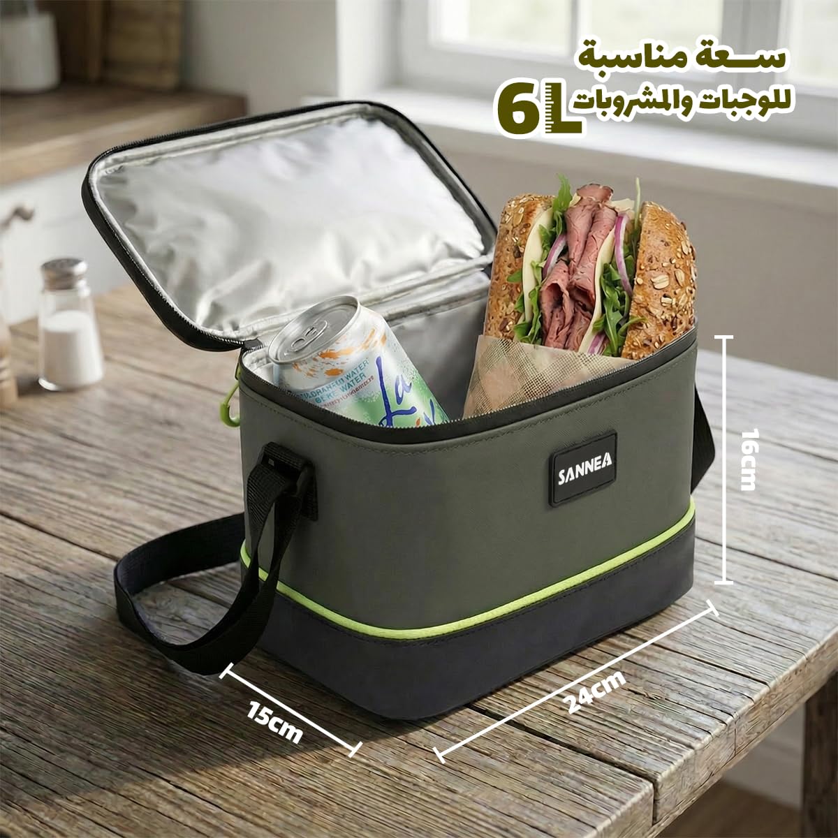 Thermal Lunch Bag Insulated 6 L, Leak-Resistant Food Cooler Tote, Water-Resistant Lunch Box Bag for Work, School, Picnic, Meal Prep Storage, hanso, BB-560 - image 3