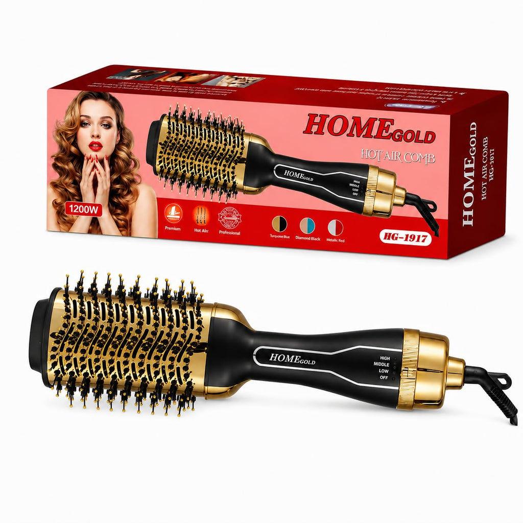 Hair Dryer Brush 1200W, One Step Hot Air Styler with Mixed Bristles, 80–85°C Heat and 5 ft Swivel Cord for Drying, Smoothing and Volumizing, HG-1917 (Black) - image 1