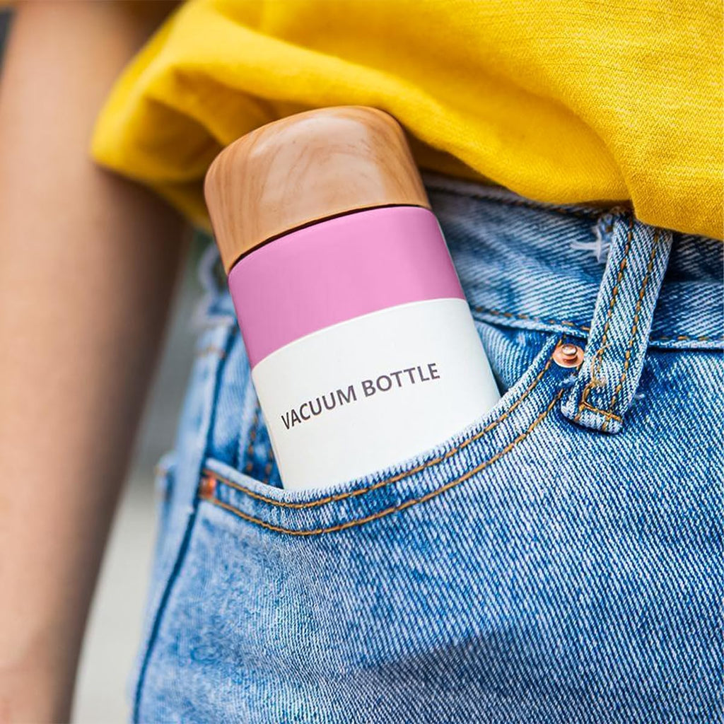 Water Bottle 150 ml, Mini Stainless Steel Vacuum Insulated Flask with Leakproof Lid, Double-Wall Pocket Thermos for Coffee, Tea, Hot and Cold Drinks, Travel and Office, Pink - image 7