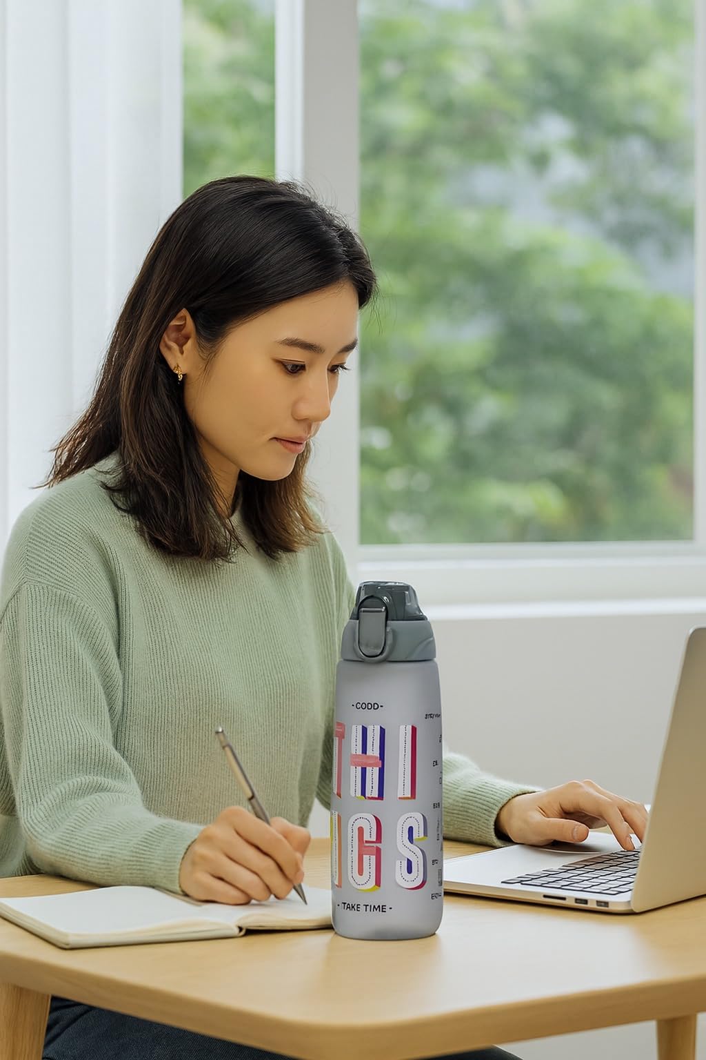Water Bottle, BPA-Free Reusable Sports Drinking Bottle with Leak-Resistant Lid, Lightweight Portable Flask for Gym, Fitness, School, Work, Travel and Outdoor Activities (Grey) - image 4