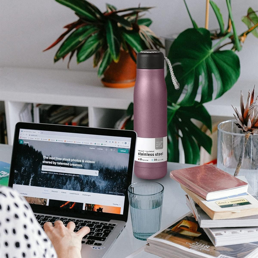 Water Bottle 500ml, Vacuum Insulated Stainless Steel Flask with Leakproof Lid, BPA-Free Double Wall Bottle for Hot and Cold Drinks, Gym, Travel, Office and Daily Use (Pink) - image 6