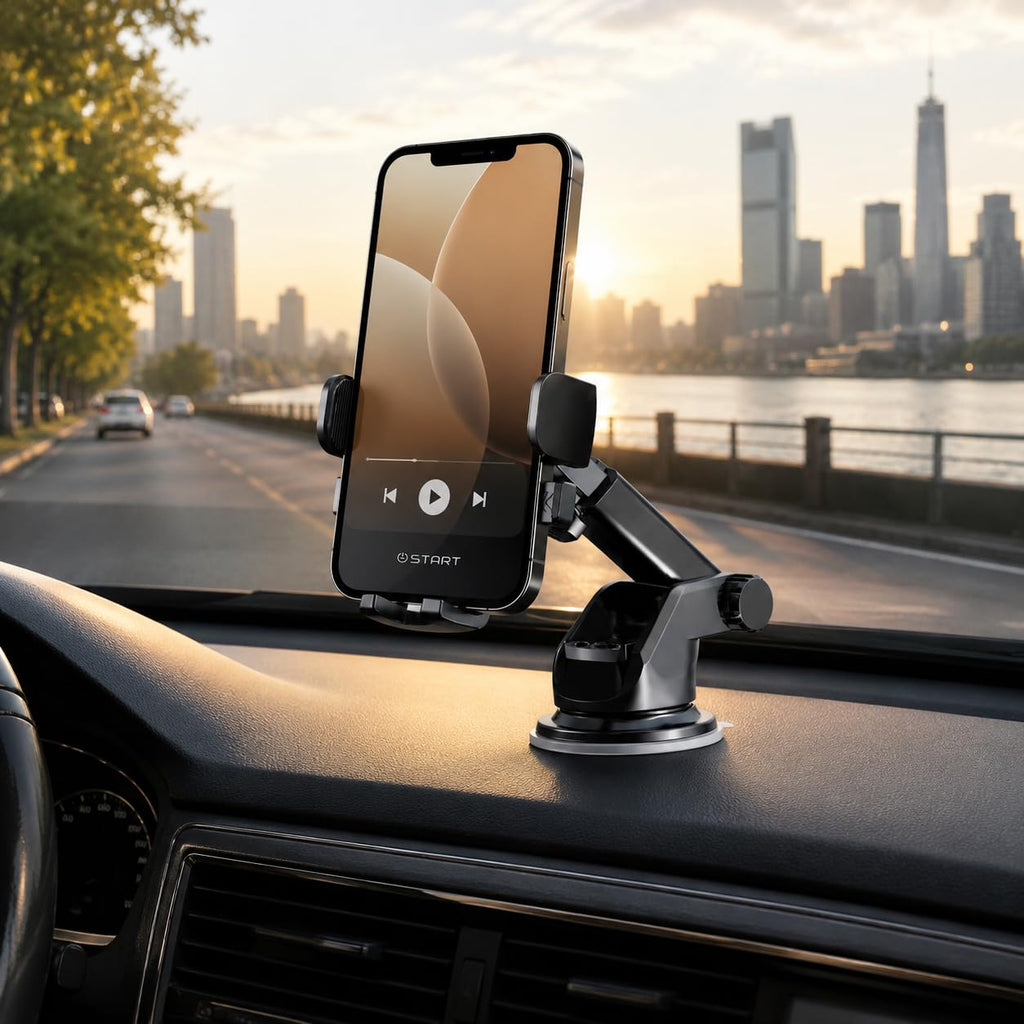 Car Phone Holder, 360° Rotating Adjustable Mobile Mount, Compact Lightweight ABS Smartphone Stand for Navigation, Travel and Daily Driving, Black - image 7