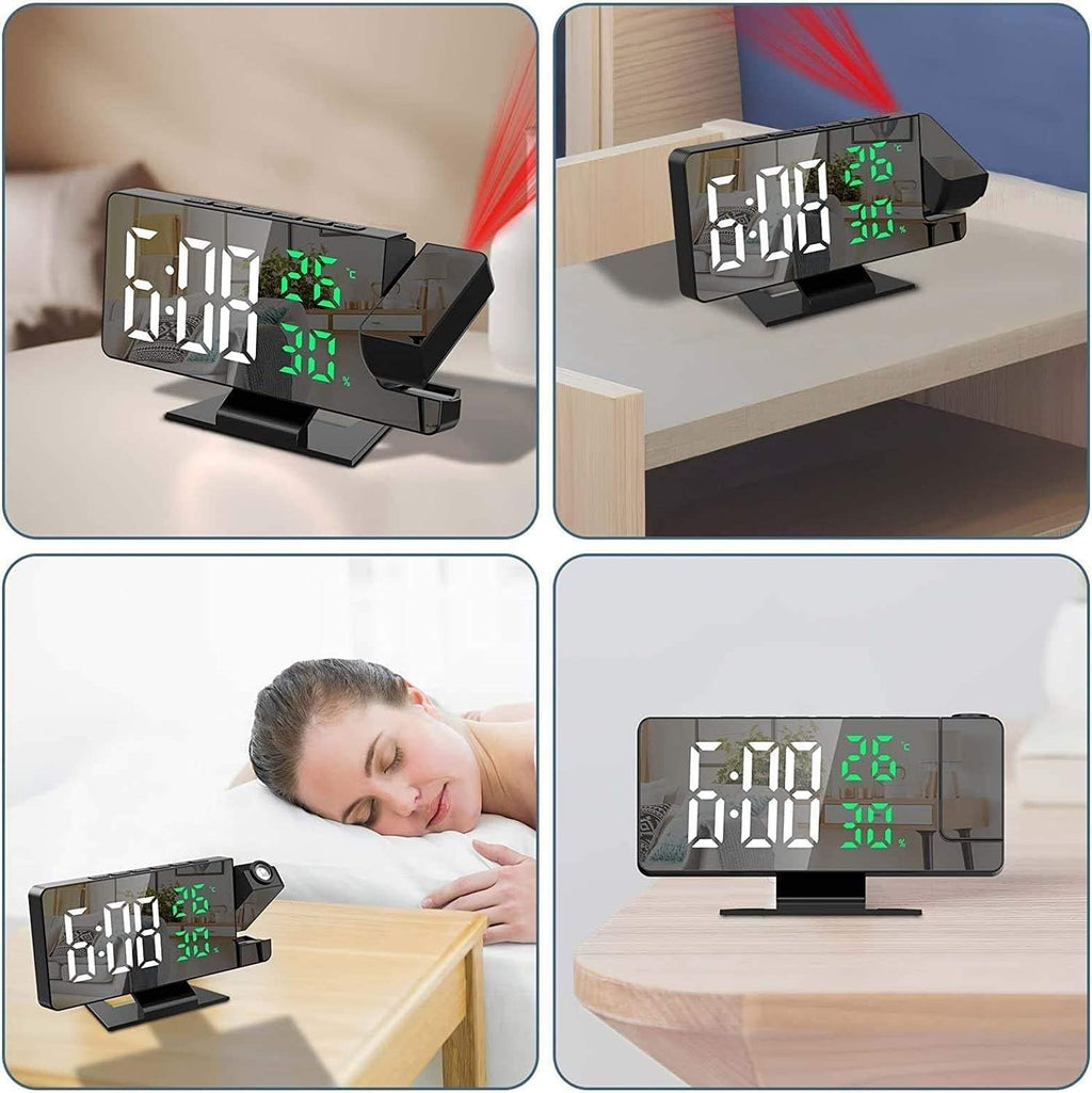 Digital Alarm Clock with LED Mirror Projection, Large Time, Temperature and Date Display, 3-Level Brightness, Snooze, USB Powered Bedside Desk Clock for Bedroom and Office, Red - image 7