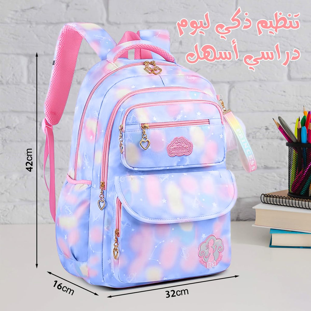 School Backpack for Girls, Lightweight Large Capacity Kids Bag, Stylish Daypack for Travel and Picnic, Back to School (Blue) - image 5