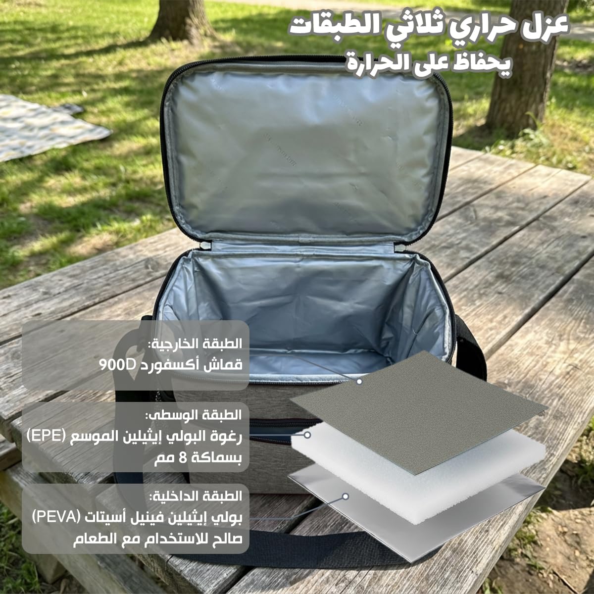 Lunch Bag 9 L, Insulated Thermal Cooler Tote, Waterproof Leakproof Food Storage for Hot and Cold Meals, Work, School, Picnic and Travel, BB-520 (Grey) - image 4