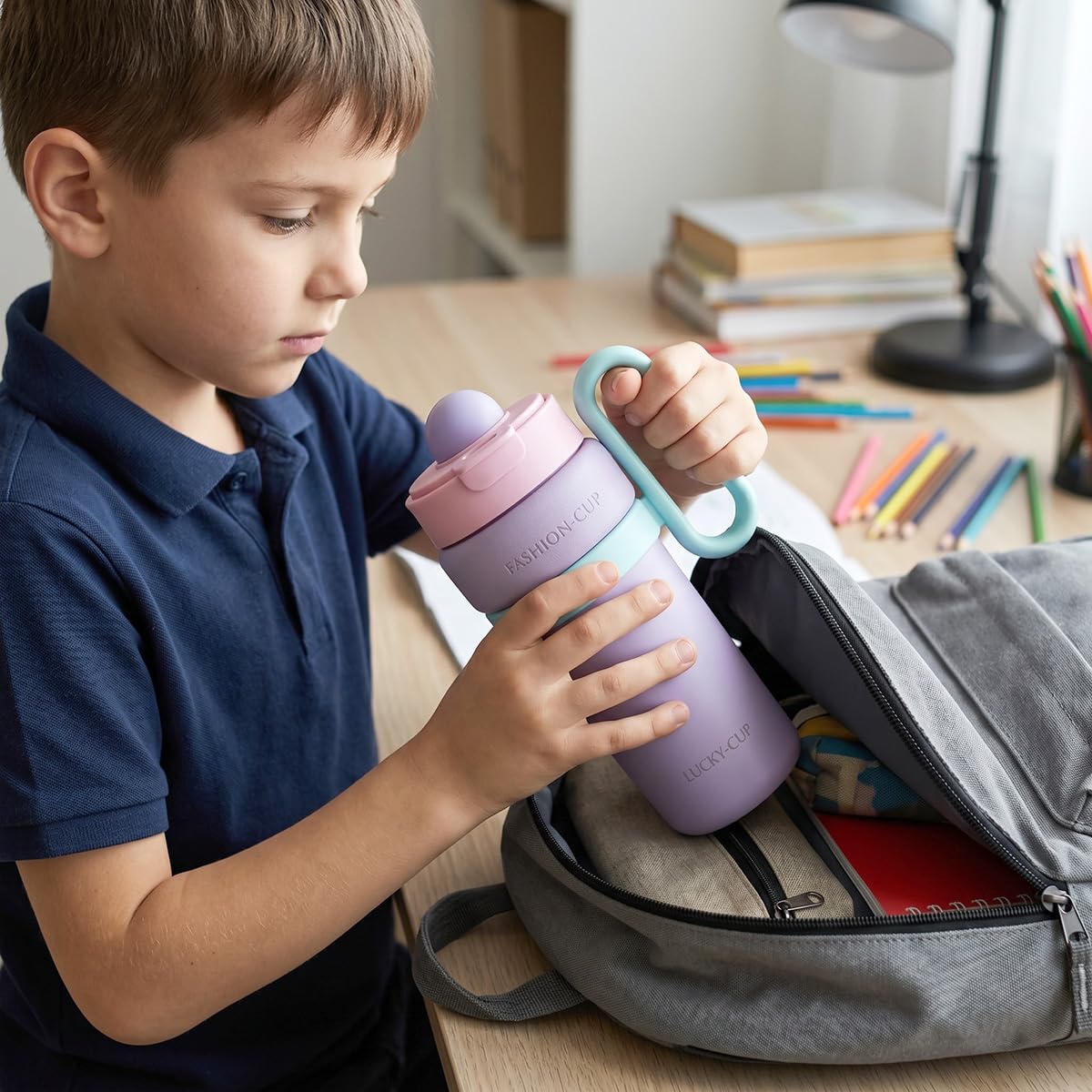 Vacuum Cup 900ml - Stainless Steel Double-Walled Travel Mug with Straw Lid & Handle, Leak Proof for Hot and Cold Drinks, BPA-Free, Portable for Office, Gym, Travel & Car Use, F-1544 (Purple) - image 6